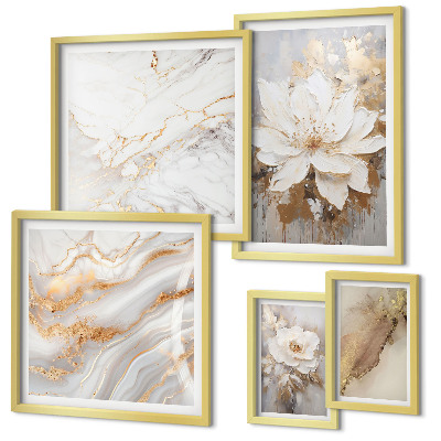 Set di 5 quadri Eleganti composizioni floreali