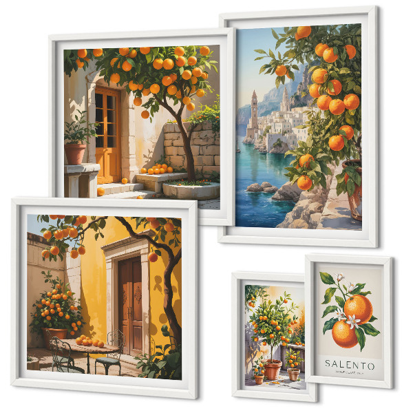 Set di 5 quadri Viste di frutta suggestive