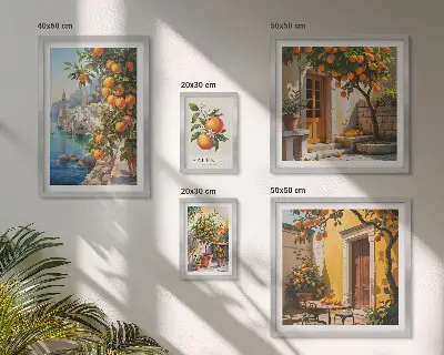 Set di 5 quadri con viste suggestive di frutta