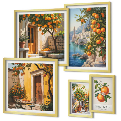 Set di 5 quadri Viste di frutta suggestive