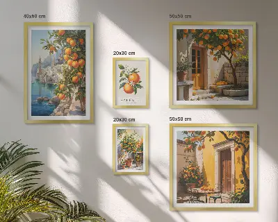 Set di 5 quadri con viste suggestive di frutta