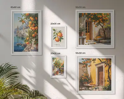 Set di 5 quadri con viste suggestive di frutta