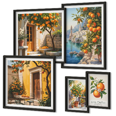 Set di 5 quadri Viste di frutta suggestive