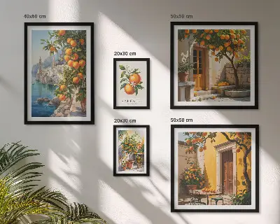 Set di 5 quadri con viste suggestive di frutta