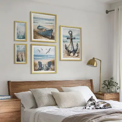 Set di 5 quadri con ispirazioni di stile balneare e mare