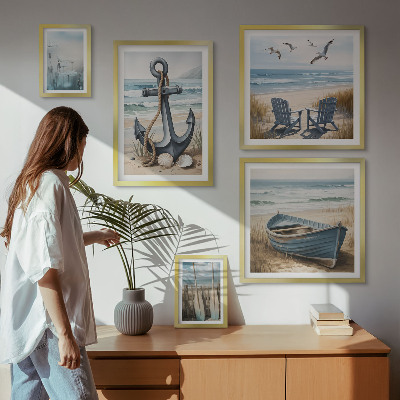 Set di 5 quadri Ispirazioni di stile balneare mare spiaggia