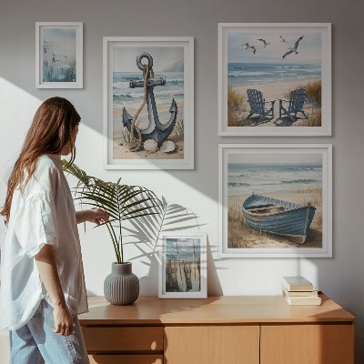 Set di 5 quadri Ispirazioni di stile balneare mare spiaggia