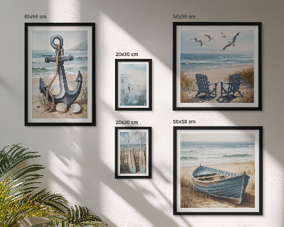 Set di 5 quadri Ispirazioni di stile balneare mare spiaggia