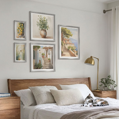 Polittico con cornice Eleganti scorci di città costiere