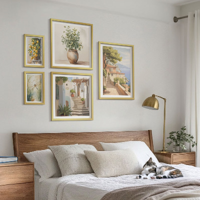 Polittico con cornice Eleganti scorci di città costiere