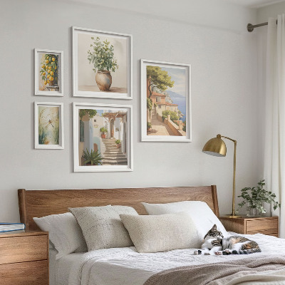 Polittico con cornice Eleganti scorci di città costiere