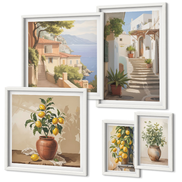 Set di 5 quadri Eleganti piante da interno per esterni