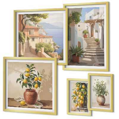 Set di 5 quadri Eleganti piante da interno per esterni