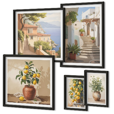 Set di 5 quadri Eleganti piante da interno per esterni