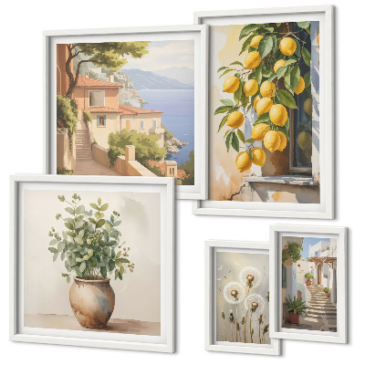 Set di quadri incorniciati Accenti agrumati, stile mediterraneo