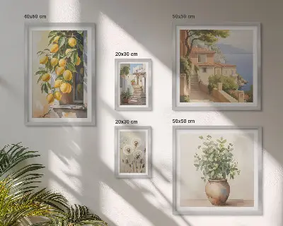 Set di quadri incorniciati con accenti agrumati in stile mediterraneo