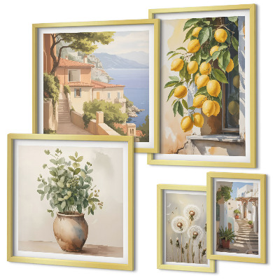 Set di quadri incorniciati Accenti agrumati, stile mediterraneo