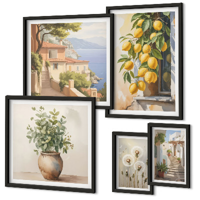 Set di quadri incorniciati Accenti agrumati, stile mediterraneo
