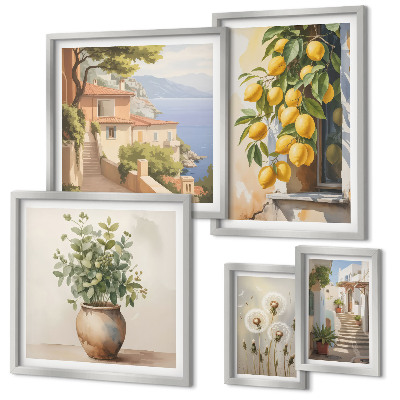 Set di quadri incorniciati Accenti agrumati, stile mediterraneo