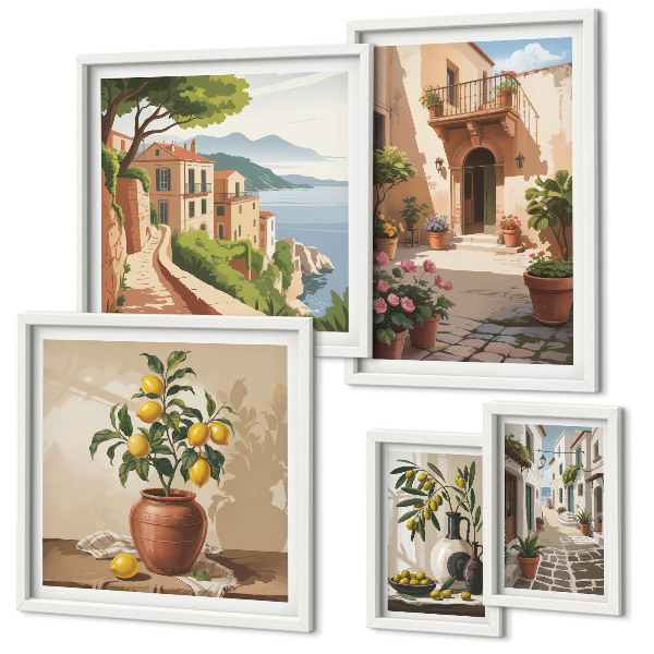 Polittico con cornice Fiori di strada in stile mediterraneo