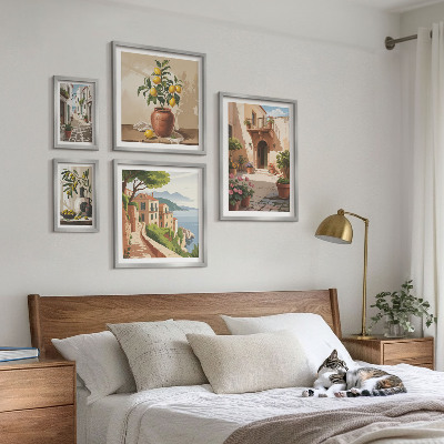 Polittico con cornice Fiori di strada in stile mediterraneo