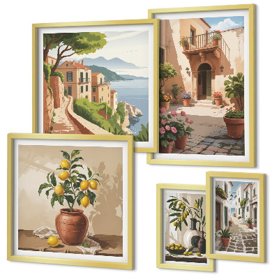 Polittico con cornice Fiori di strada in stile mediterraneo