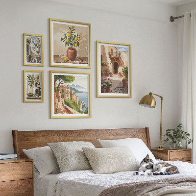 Polittico con cornice Fiori di strada in stile mediterraneo