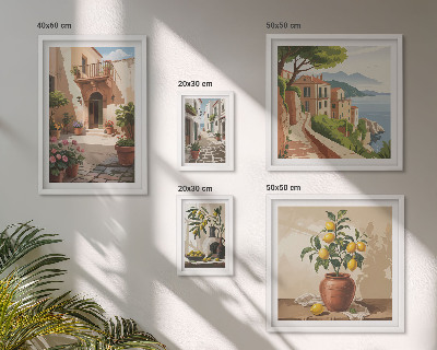 Polittico con cornice Fiori di strada in stile mediterraneo