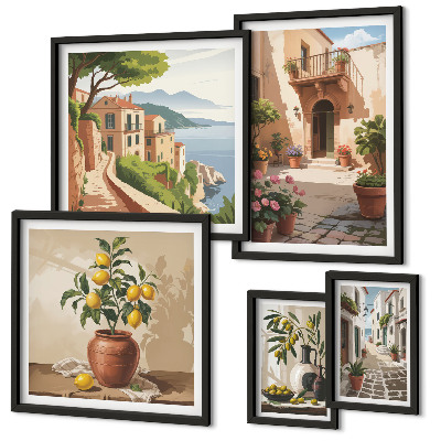 Polittico con cornice Fiori di strada in stile mediterraneo