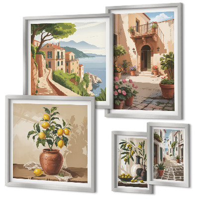 Polittico con cornice Fiori di strada in stile mediterraneo