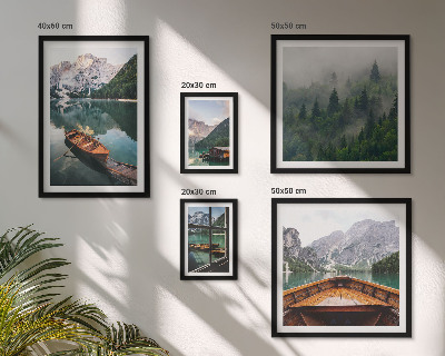 Set di 5 quadri Barche sui tranquilli laghi di montagna
