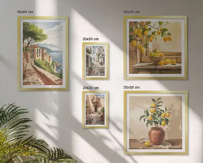 Set di quadri incorniciati con incantevoli panorami mediterranei