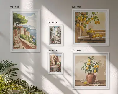 Set di quadri incorniciati con incantevoli panorami mediterranei