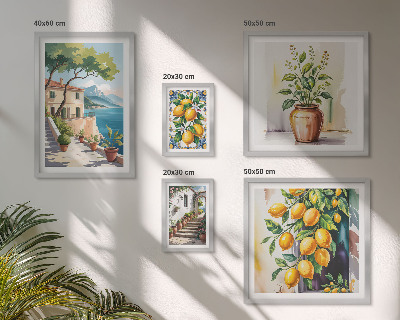 Set di 5 quadri Paesaggi con agrumi e vegetazione