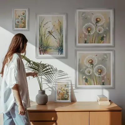 Set di 5 quadri con stampa di libellule floreali in stile naturale