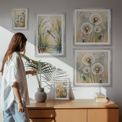 Set di 5 quadri Libellule floreali in stile naturale