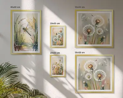 Set di 5 quadri con stampa di libellule floreali in stile naturale