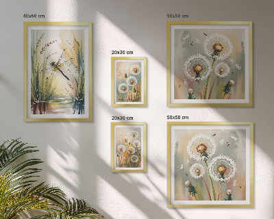 Set di 5 quadri Libellule floreali in stile naturale