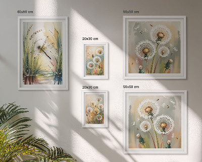 Set di 5 quadri Libellule floreali in stile naturale