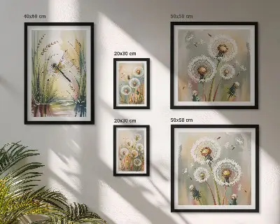 Set di 5 quadri con stampa di libellule floreali in stile naturale