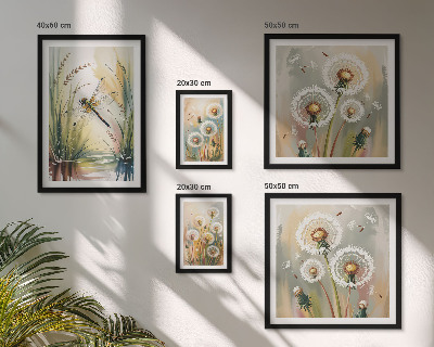 Set di 5 quadri Libellule floreali in stile naturale