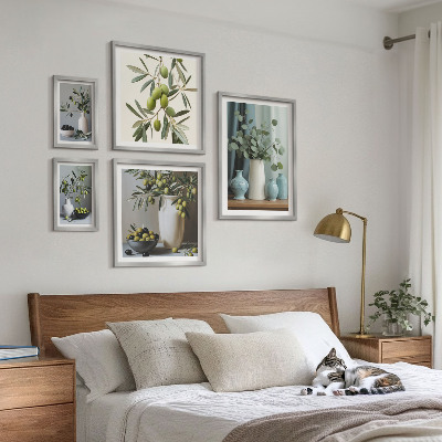 Set di quadri incorniciati Olive verdi in un vaso decorativo