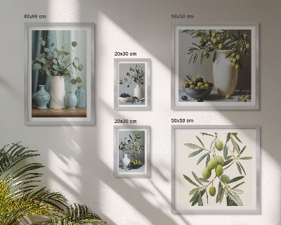 Set di quadri incorniciati Olive verdi in un vaso decorativo