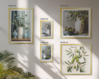 Set di quadri incorniciati Olive verdi in un vaso decorativo