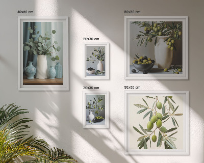 Set di quadri incorniciati Olive verdi in un vaso decorativo