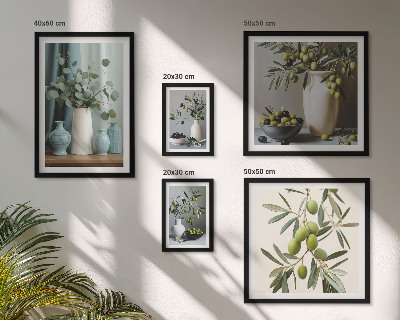 Set di quadri incorniciati Olive verdi in un vaso decorativo