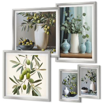 Set di quadri incorniciati Olive verdi in un vaso decorativo