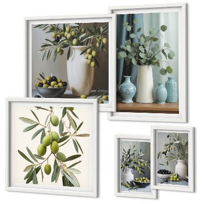 Polittico con cornice Fiori di olive verdi in stile scandinavo