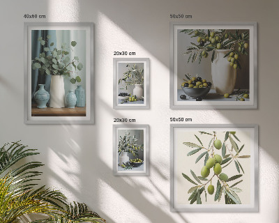 Polittico con cornice Fiori di olive verdi in stile scandinavo