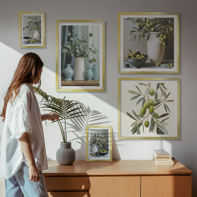 Polittico con cornice Fiori di olive verdi in stile scandinavo